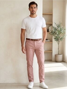 Tavik Mens Chinos 32 Rose Dust Arroyo Trouser Tapered Anti-Fit Cotton NWT 32x26